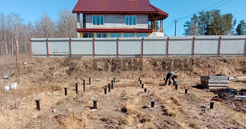 Монтаж свайно-винтового фундамента в поселке Левашово