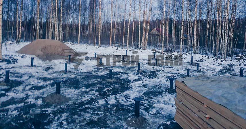 Свайно-винтовой фундамент под дом в Мяглово