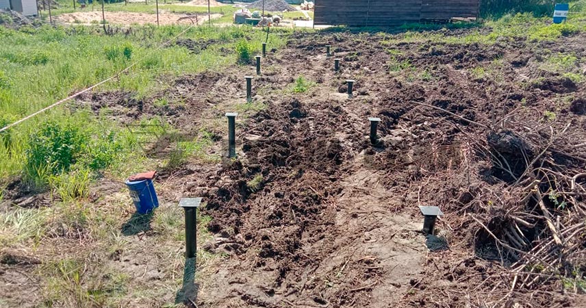 Установка свайно-винтового фундамента под хозяйственную постройку в поселке Грузино Парк