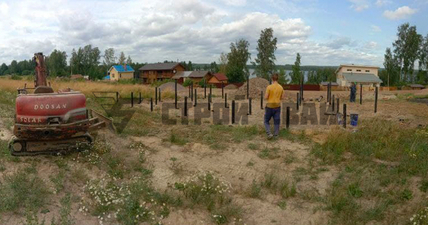 Свайно-винтовой фундамент под дом в коттеджном поселке VUOKSA ECOLAND