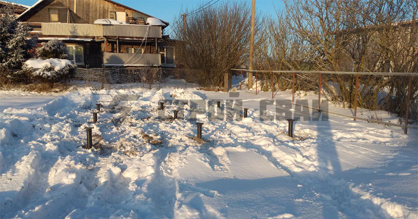 Свайно-винтовой фундамент в деревне Тяглино