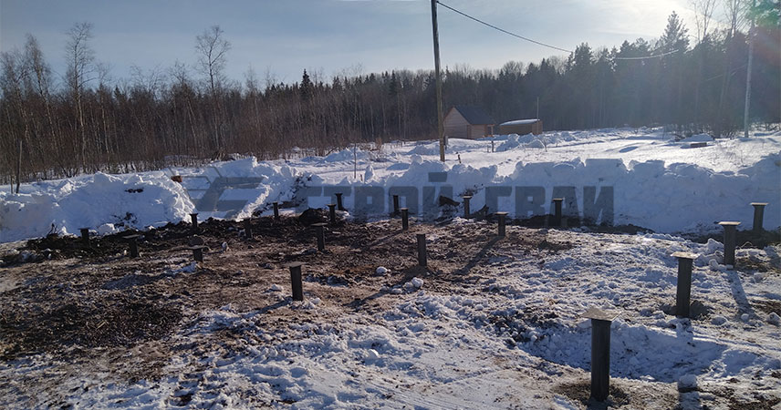 Свайно-винтовой фундамент в поселке Моторное