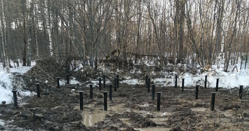 Свайно-винтовой фундамент в ДНП Долина Озёр