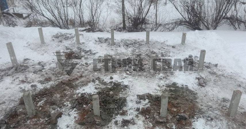 Свайный жб фундамент в деревне Зарелье