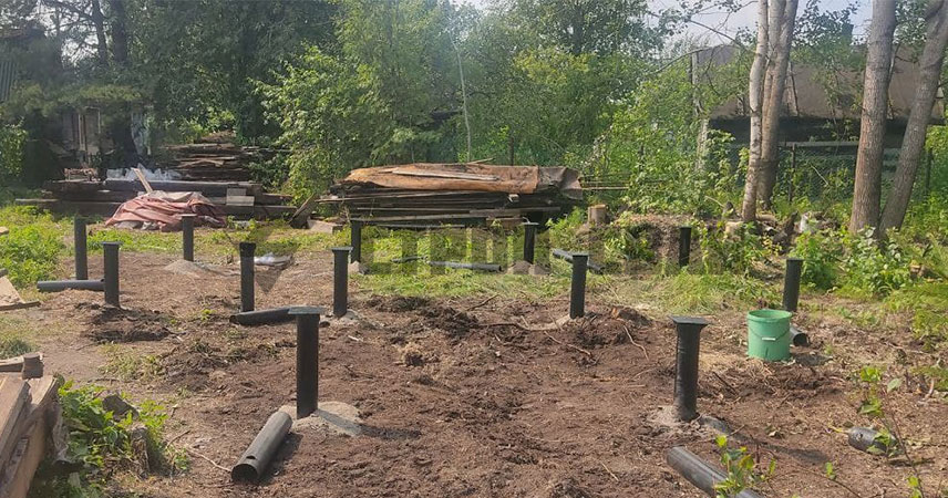 Свайно-винтовой фундамент в деревне Плинтовка