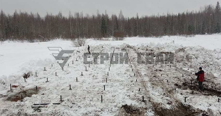 Свайно-винтовой фундамент в поселке Успенское