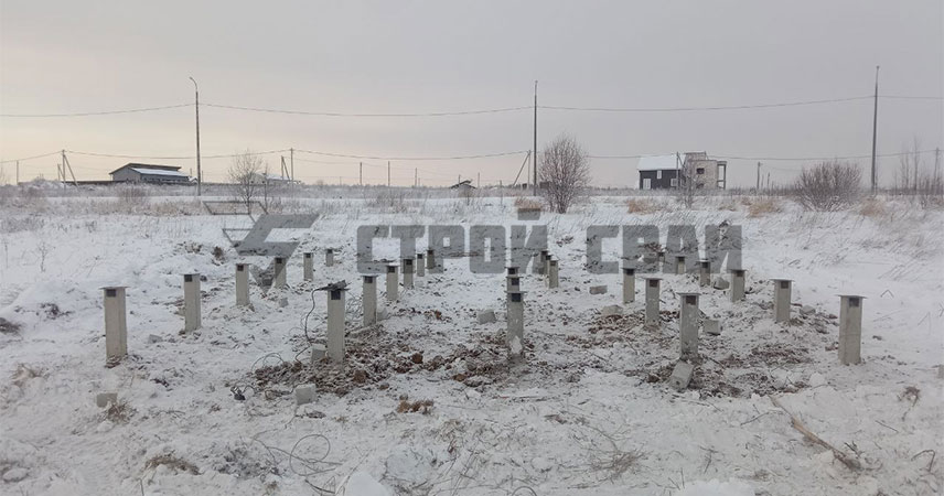 Свайный жб фундамент в деревне Низино