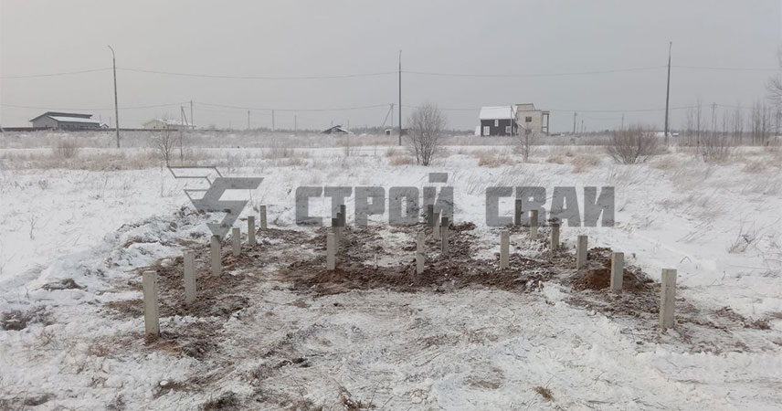 Свайный ЖБ фундамент в деревне Низино