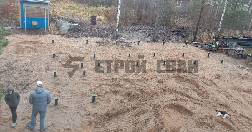 Свайно-винтовой фундамент в садоводстве Северная Самарка