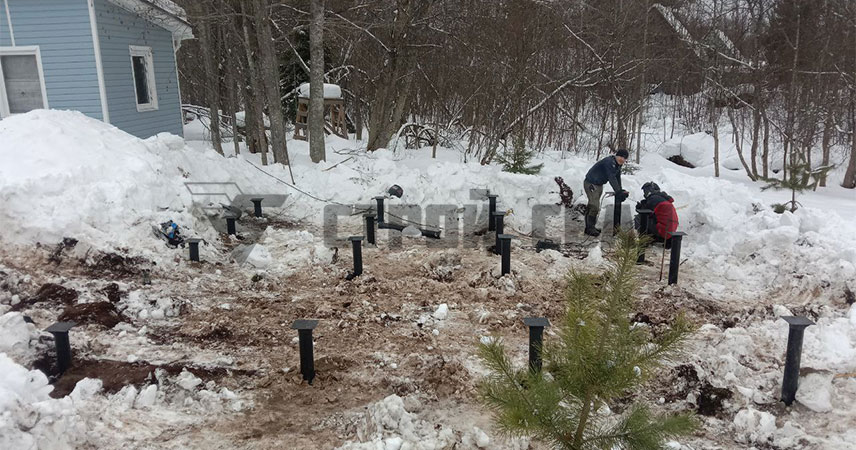 Свайно-винтовой фундамент под баню в деревне Лопухинка
