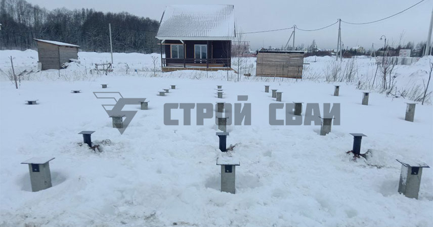 Свайно-винтовой фундамент в деревне Яльгелево