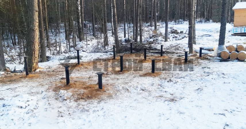 Установка фундамента из винтовых свай в ДНП Лисичкино