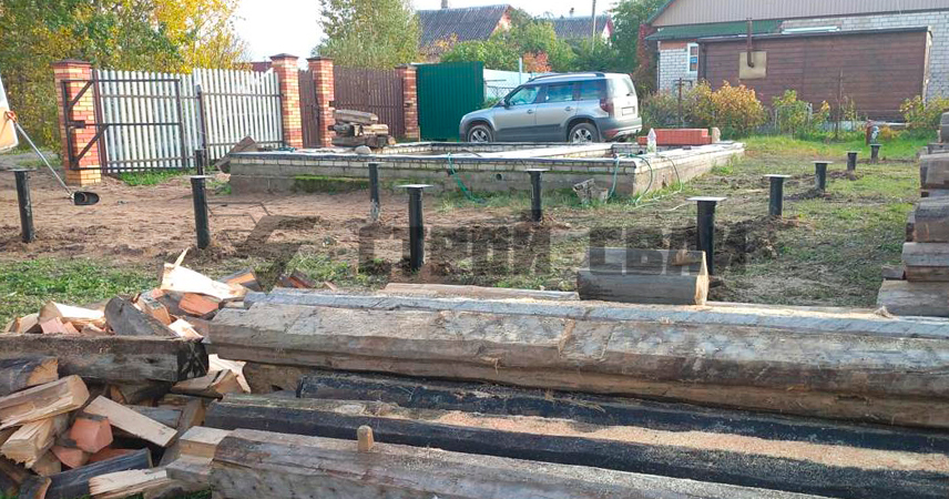 Установка свайного основания под террасу на территории Сергиево