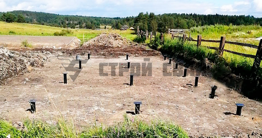 Свайно-винтовой фундамент в массиве Проба