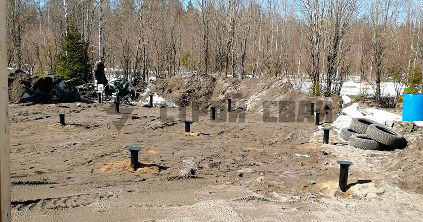 Свайно-винтовой фундамент в поселке Подберезье