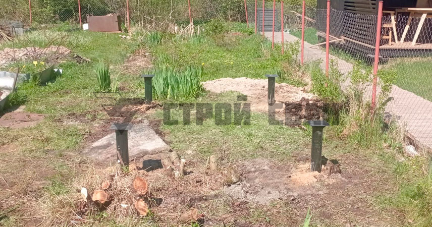 Свайно-винтовой фундамент в деревне Васкелово