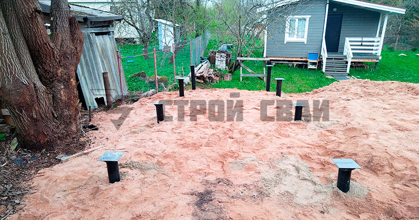 Свайно-винтовой фундамент в деревне Калитино