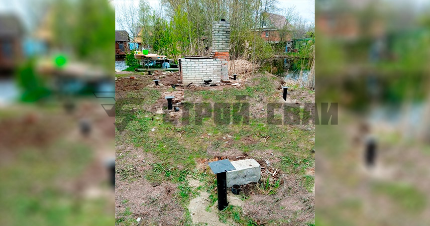 Свайно-винтовой фундамент в деревне Поркузи