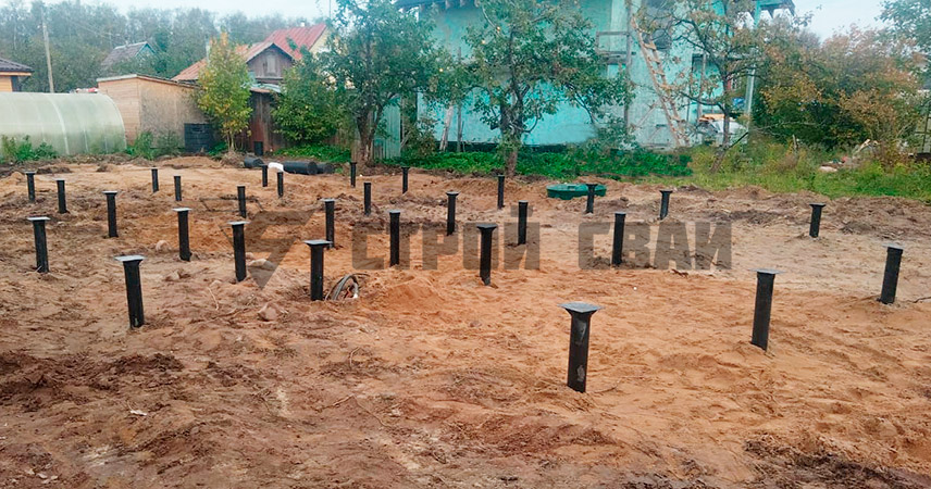 Свайно-винтовой фундамент в СНТ Звёздочка