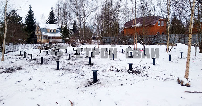 Свайно-винтовой фундамент в городе Пушкин