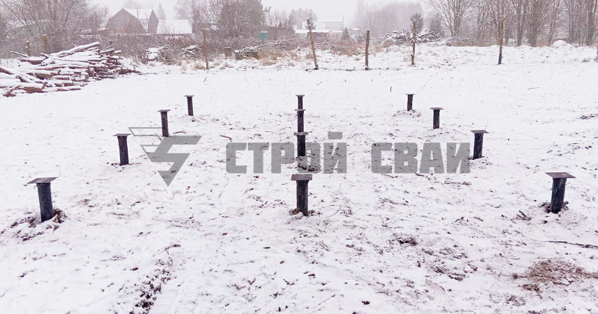 Свайно-винтовой фундамент в селе Воскресенское